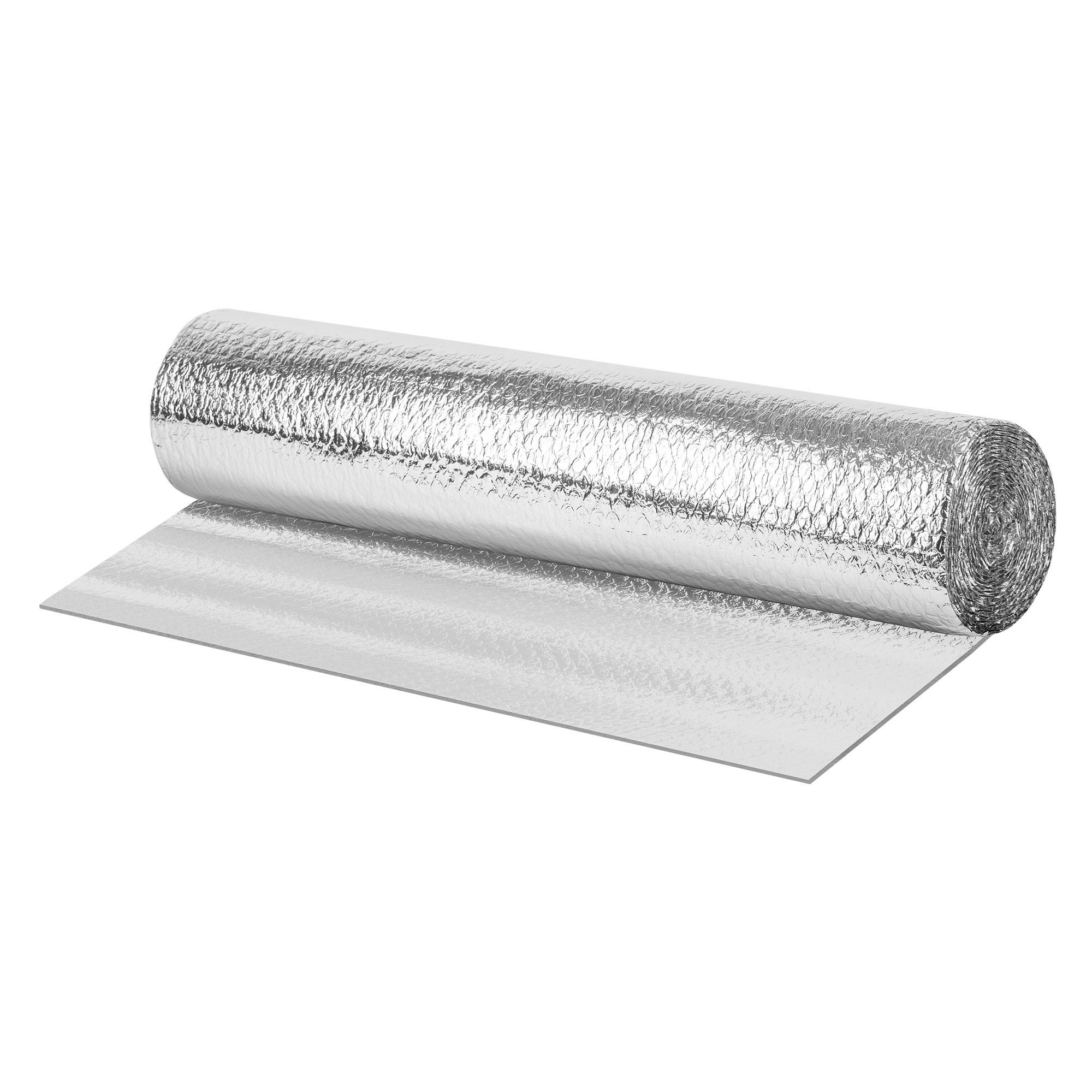 ISOLIERFOLIE 1 x 10 m für Wärmedämmung und Kälteschutz Doppelseitige Alu-Dämmfolie 6mm Dicke - Silberfarben, Kunststoff/Metall (100/0.6/1000cm) - ECD-Germany