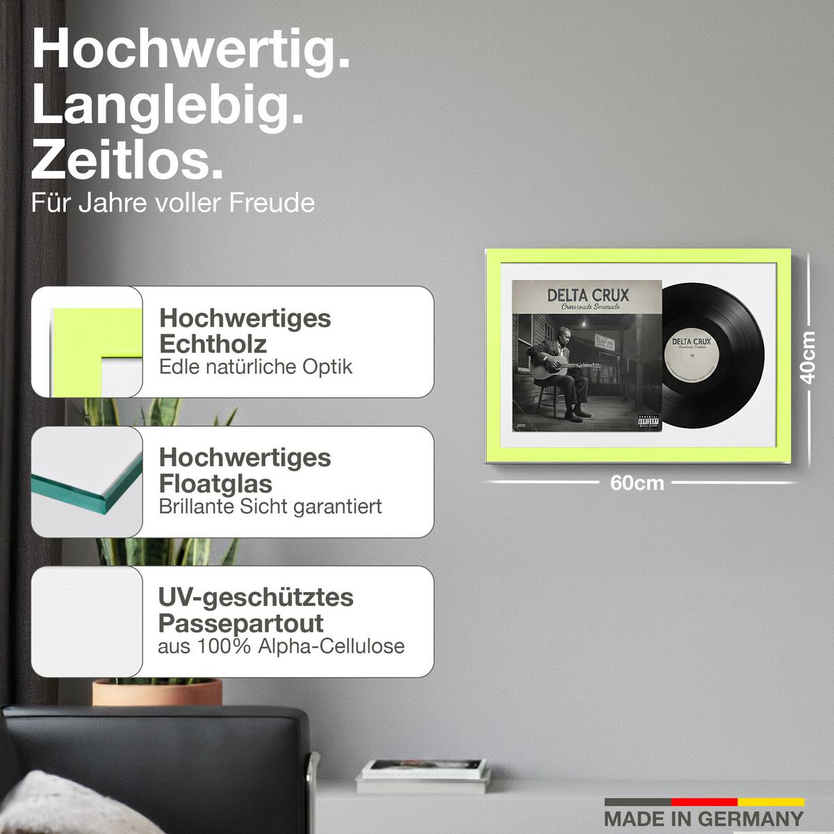 SCHALLPLATTEN BILDERRAHMEN 40/60 2er Set - Grün, Holz (60/40cm) - K-Möbel