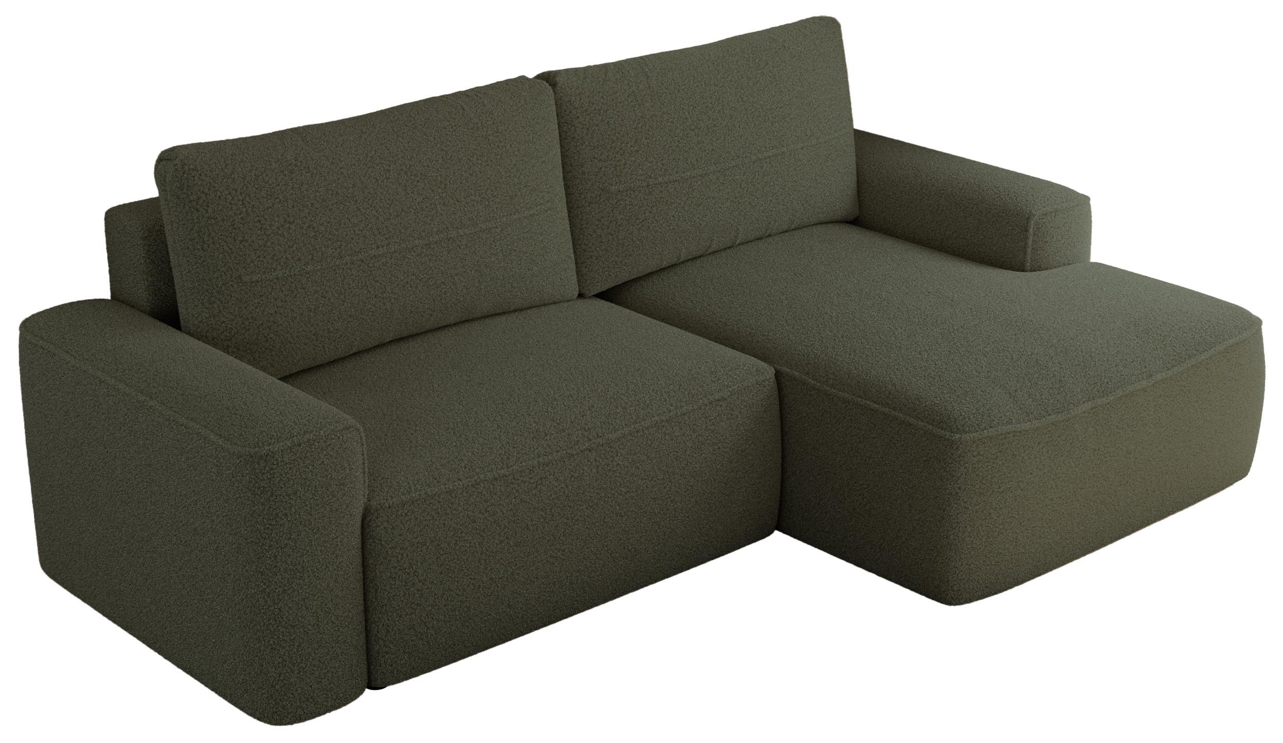 ECKSOFA BELLUNO L Grün Boucle - Rechts - Schwarz/Grün, Textil (233/144cm) - MKS