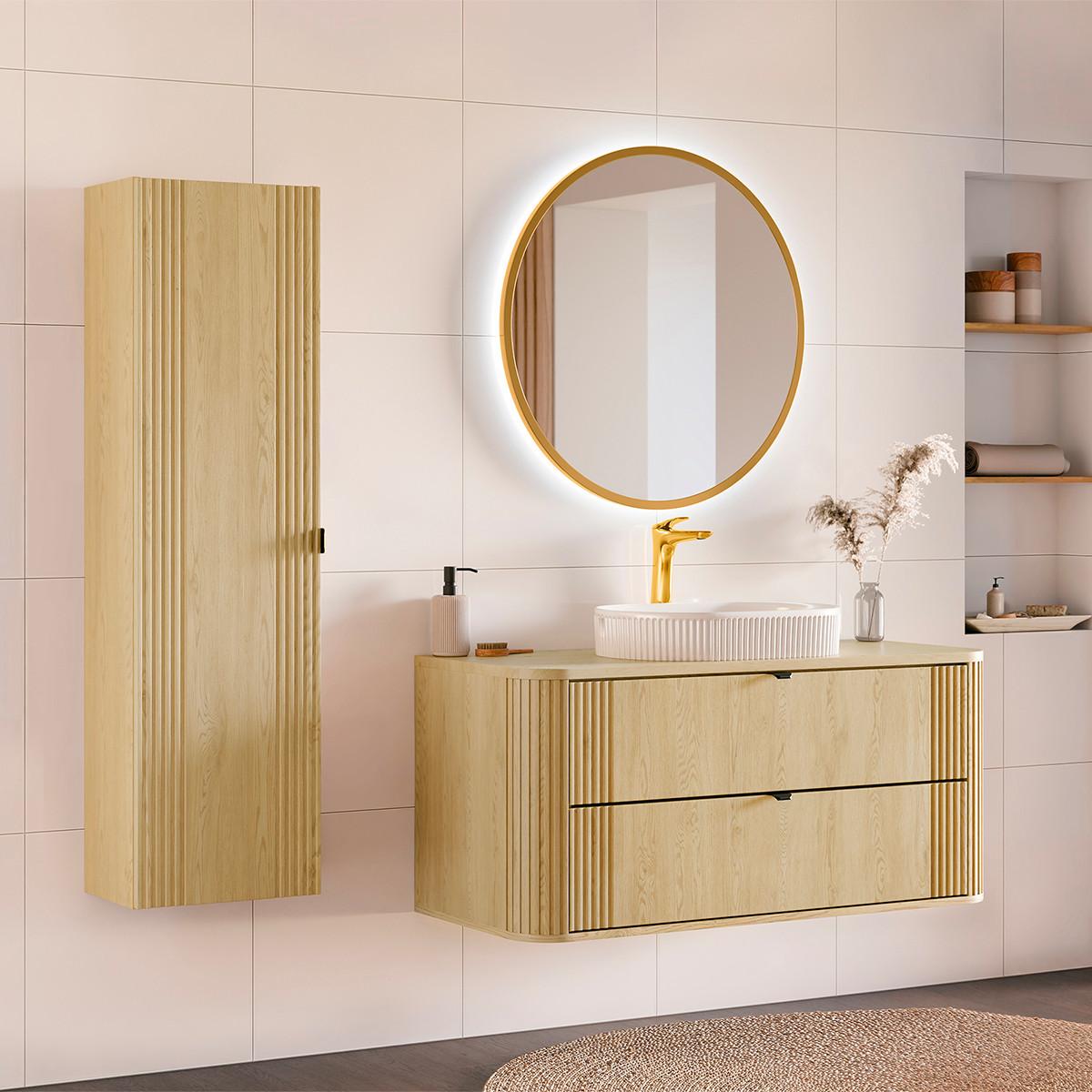 BADMÖBEL 120.4cm Mila 2er-Set Helle Eiche - Braun, Holzwerkstoff (120.4/54/46cm) - Petits-meubles