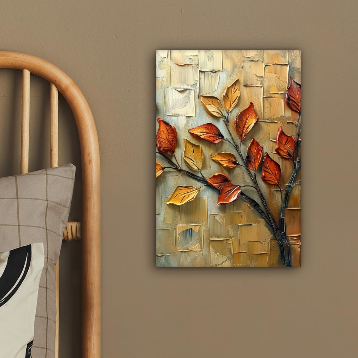 LEINWANDBILD Baum - Abstrakt - Natur - Kunst Deko Wohnzimmer 20x30 cm - Goldfarben, Textil (20/30cm) - MuchoWow