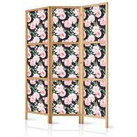PARAVENT Japanischer 3-tlg 135x172 cm Pfingstrosen - Multicolor, Holz/Textil (135/172/3cm) - Muralo