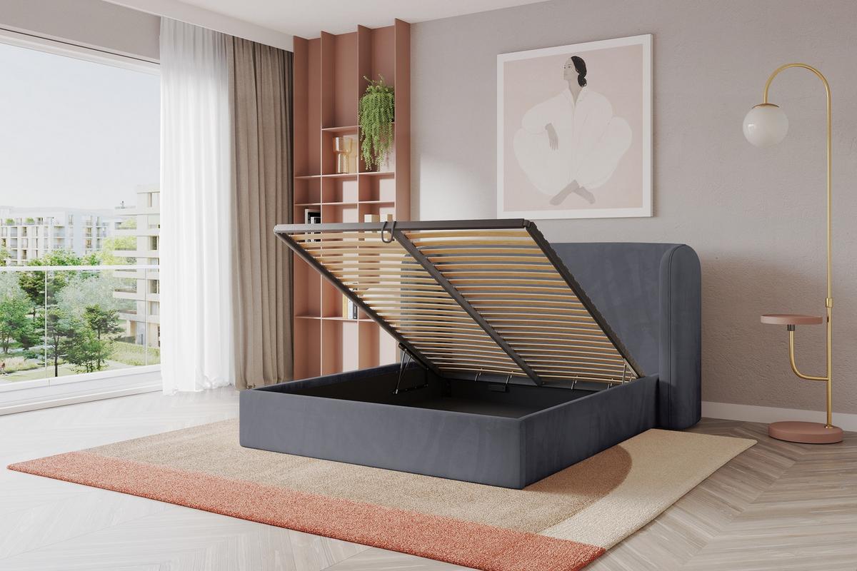 POLSTERBETT mit Bettkasten und Lattenrost, Bett mit Matratze H3/H4 - ESTI 180x200 Dunkelgrau - Dunkelgrau, Holzwerkstoff/Textil (180/200cm) - ALTDECOR