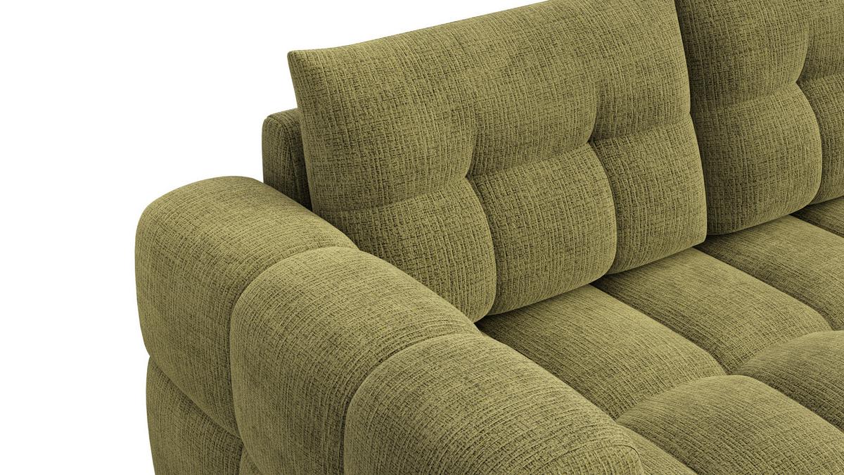 ECKSOFA CLOUDI 4-Sitzer rechts, olivgrün - Schwarz/Olivgrün, Holz/Textil (294/160cm) - Wozimo