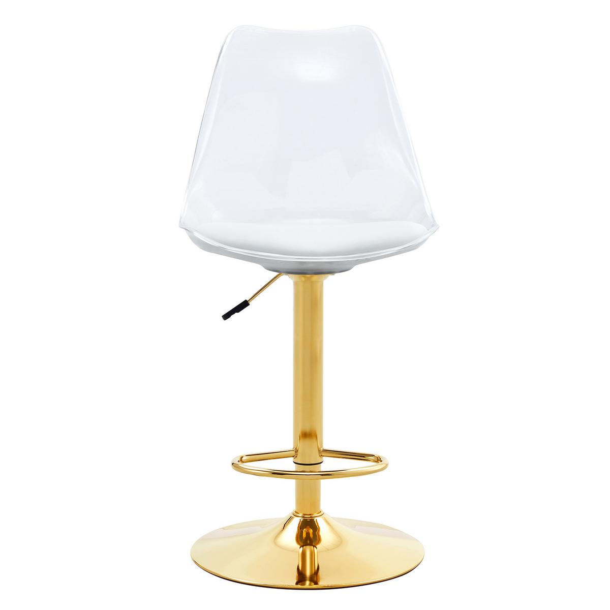 BARHOCKER 2er Set in Transparent & Gold 360° Drehung - Goldfarben, Kunststoff (46/120/53cm) - Urban Meuble