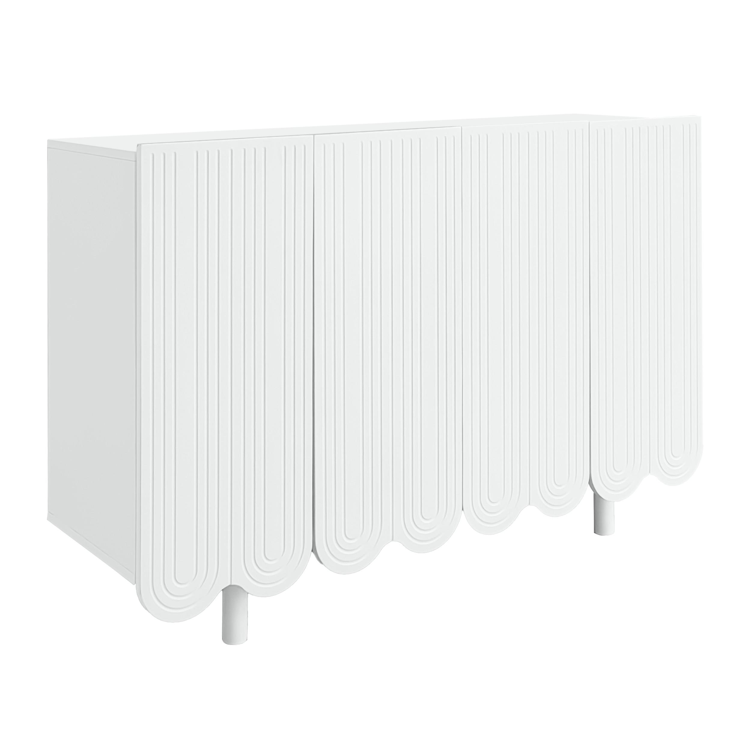 SIDEBOARD mit Metallfüßen und Rillen-Design - Weiß, Holzwerkstoff/Metall (120/80/38cm) - Urban Meuble