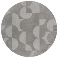 TEPPICH aus Wolle DEBEN in Grau, geometrisch, Ø 160 cm - Grau, Textil (160/160cm) - KADIMA DESIGN