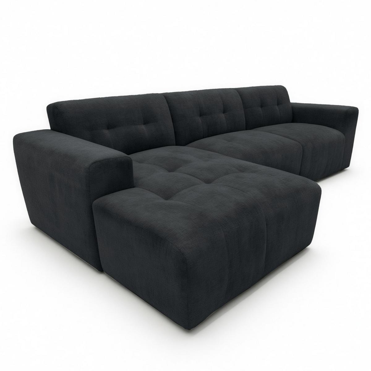 ECKSOFA L Form Corlu Schwarz 310/165/78 cm – stilvolle kleine Eckcouch Links - Schwarz, Kunststoff/Textil (310/165cm) - AX Living