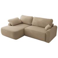 ECKSCHLAFSOFA CUBO L Hellbraun Boucle - links - Schwarz/Braun, Kunststoff/Textil (273/187cm) - MKS