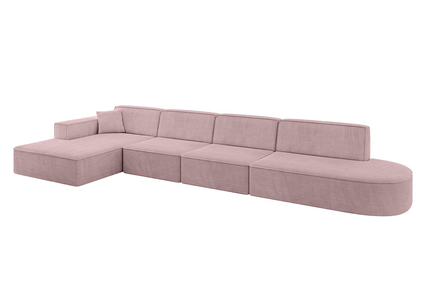 ECKSOFA Ottomane Links IREA-L3-v4 - 412x165x77 cm Rosa - Rosa, Holzwerkstoff/Textil (412/165cm) - ALTDECOR