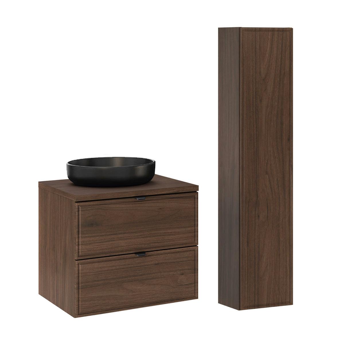 BADMÖBEL 60cm Elias 2er-Set Dunkles Holz - Braun, Holzwerkstoff (60/52.2/46cm) - Petits-meubles