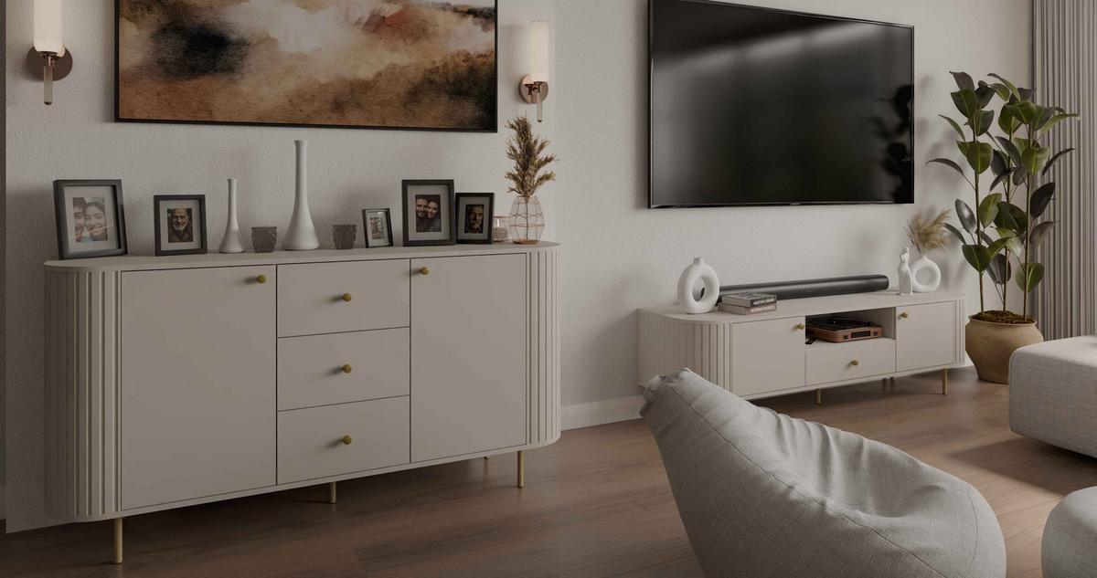 LOWBOARD BOLLA 180,6/50/42,3 cm, Beige - Beige, Holzwerkstoff (180.6/50/42.3cm) - MASSENO