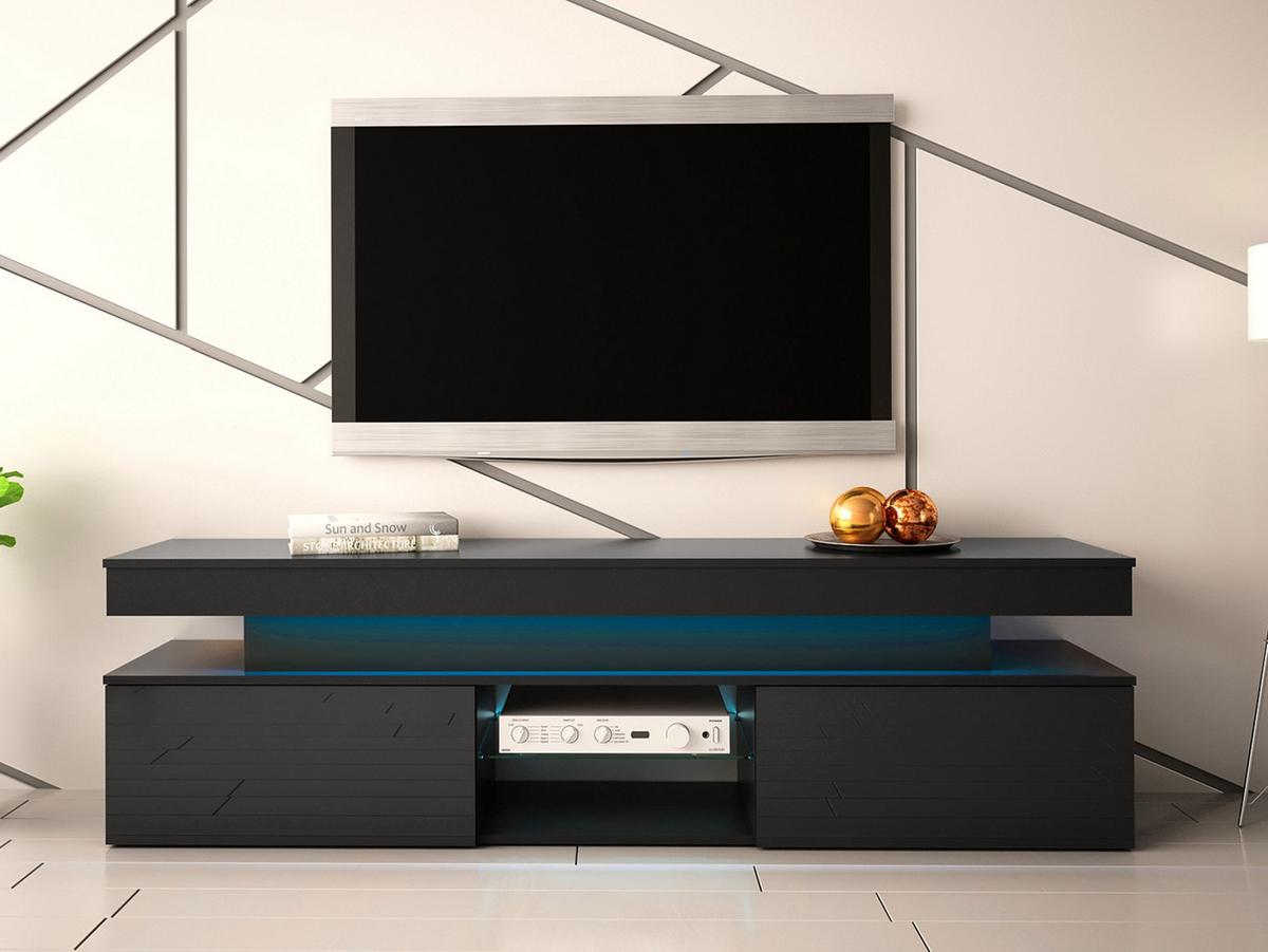 TV-LOWBOARD Glossa 2D 190 - Schwarz, Holzwerkstoff/Kunststoff (190/54/39cm) - MIRJAN24