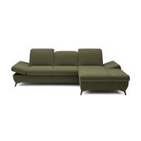 ECKSOFA FELICE R-S Olivgrün Geflochtener Stoff mit Schlaffunktion - Olivgrün, Holz (284/166cm) - MASSENO