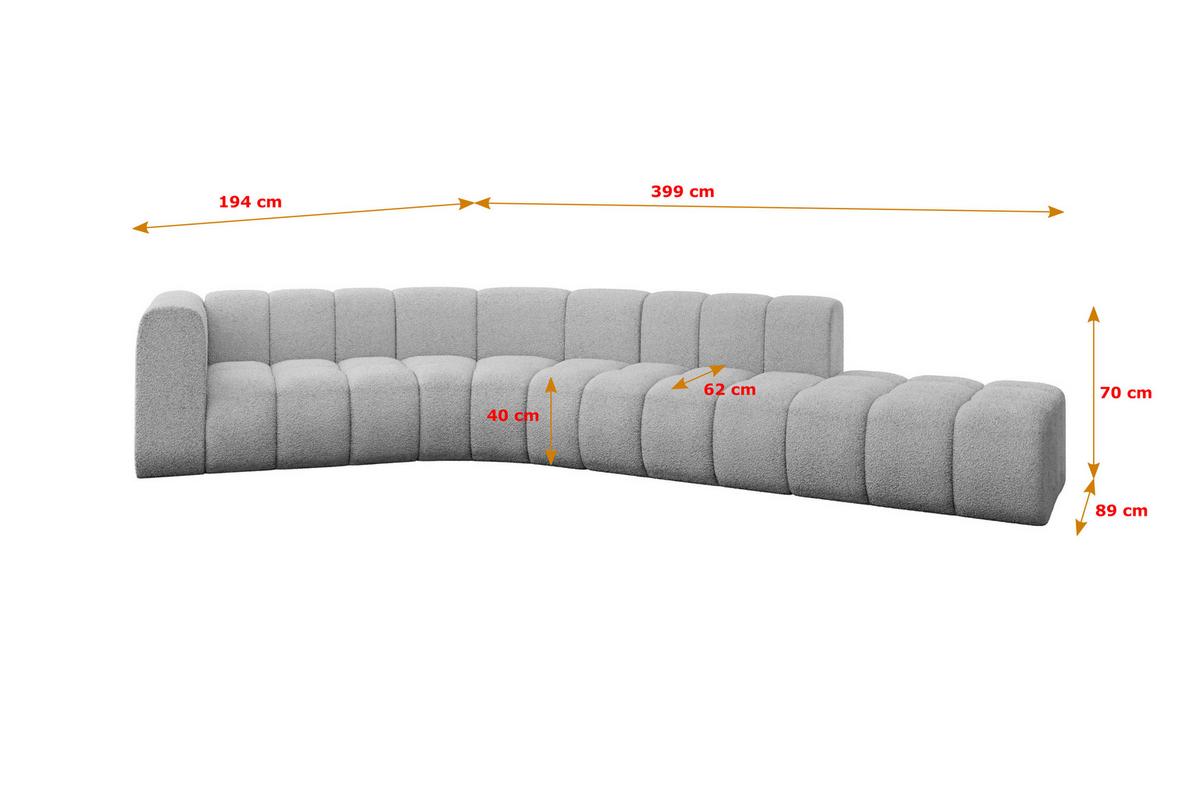 ECKSOFA modulares Sofa Tilmo-L1 - 399x194x70 cm Hellgrau - Hellgrau, Holzwerkstoff/Textil (399/194cm) - ALTDECOR