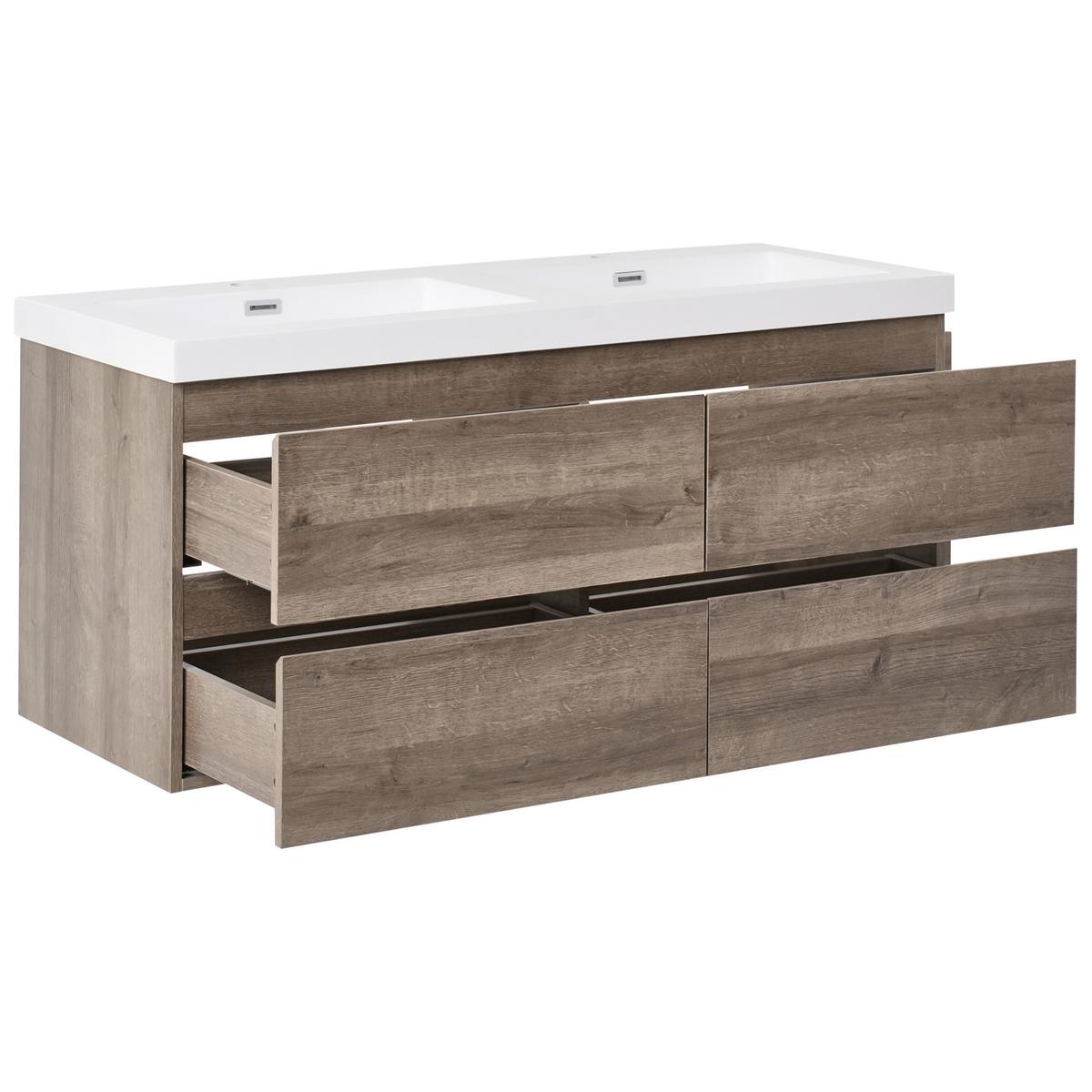 WASCHBECKENUNTERSCHRANK wandmontiertk mit Doppelwaschbecken Taupe Viedma - Taupe, Holzwerkstoff (120/52/46cm) - Beliani