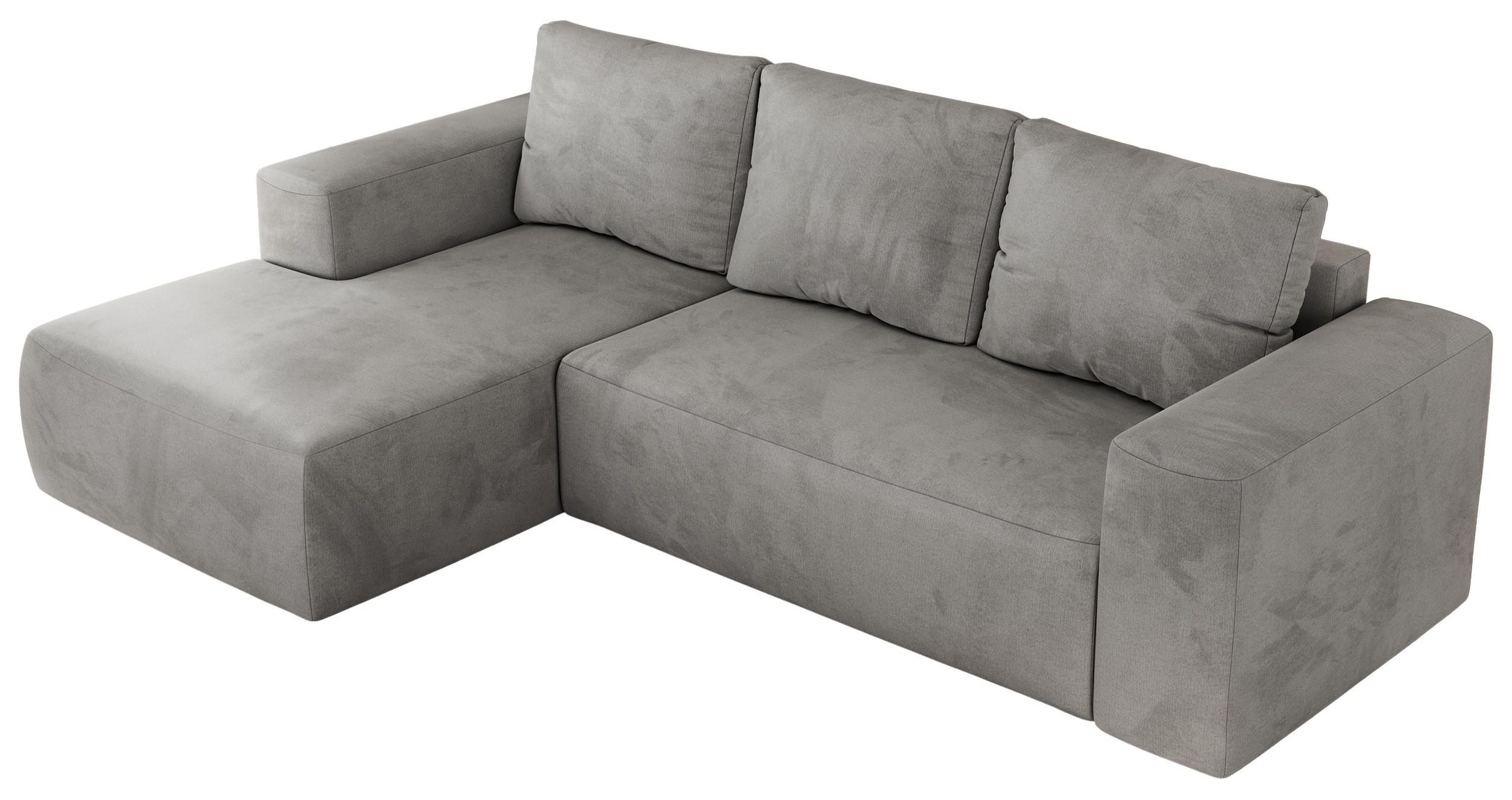 ECKSOFA TRENTINO L Hellgrau Velvet - Links - Hellgrau/Schwarz, Kunststoff/Textil (266/164cm) - MKS