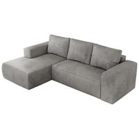 ECKSOFA TRENTINO L Hellgrau Velvet - Links - Hellgrau/Schwarz, Kunststoff/Textil (266/164cm) - MKS