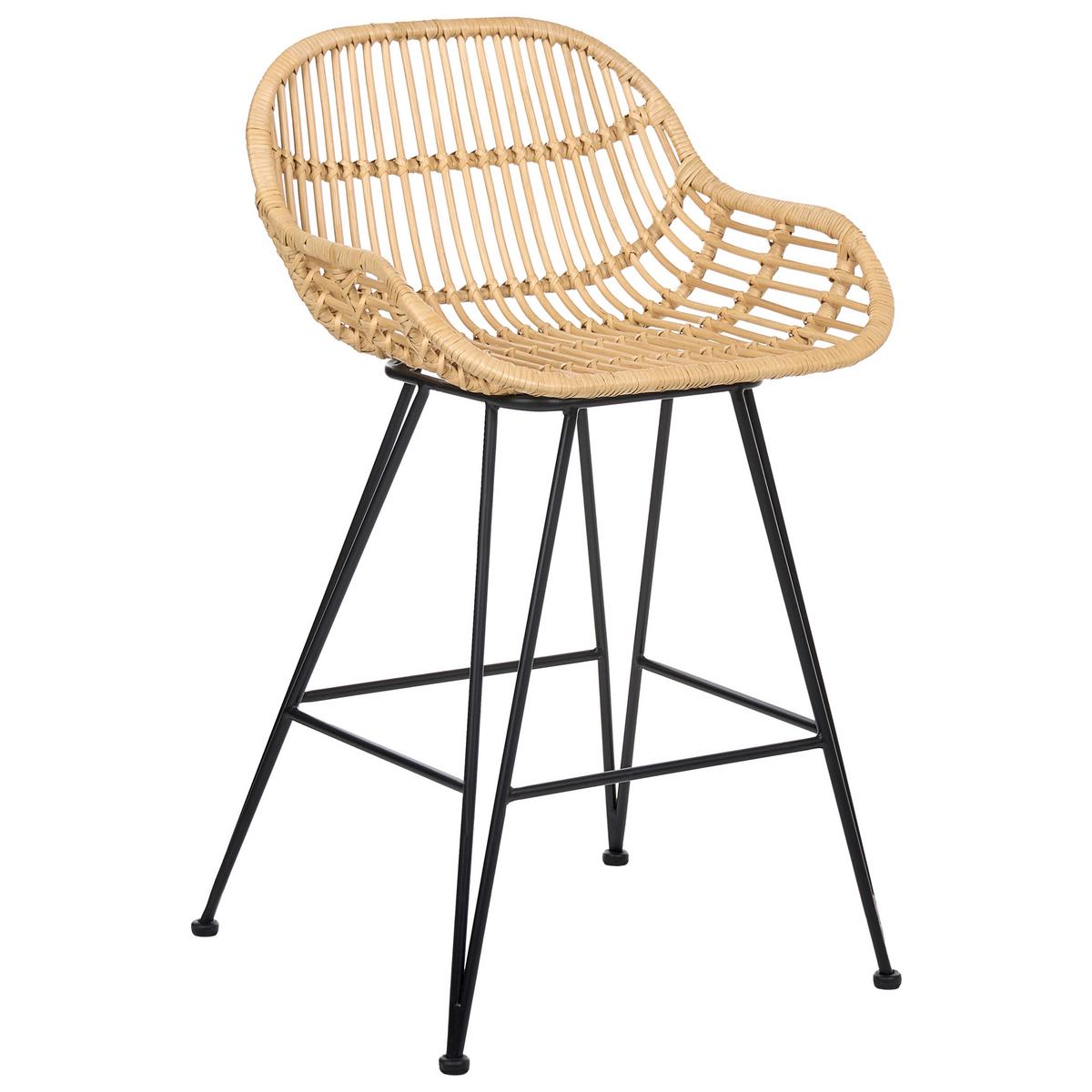 BARSTUHL 2er-Set Rattan Naturfarben Terrell - Naturfarben, Naturmaterialien (54/94/57cm) - Beliani