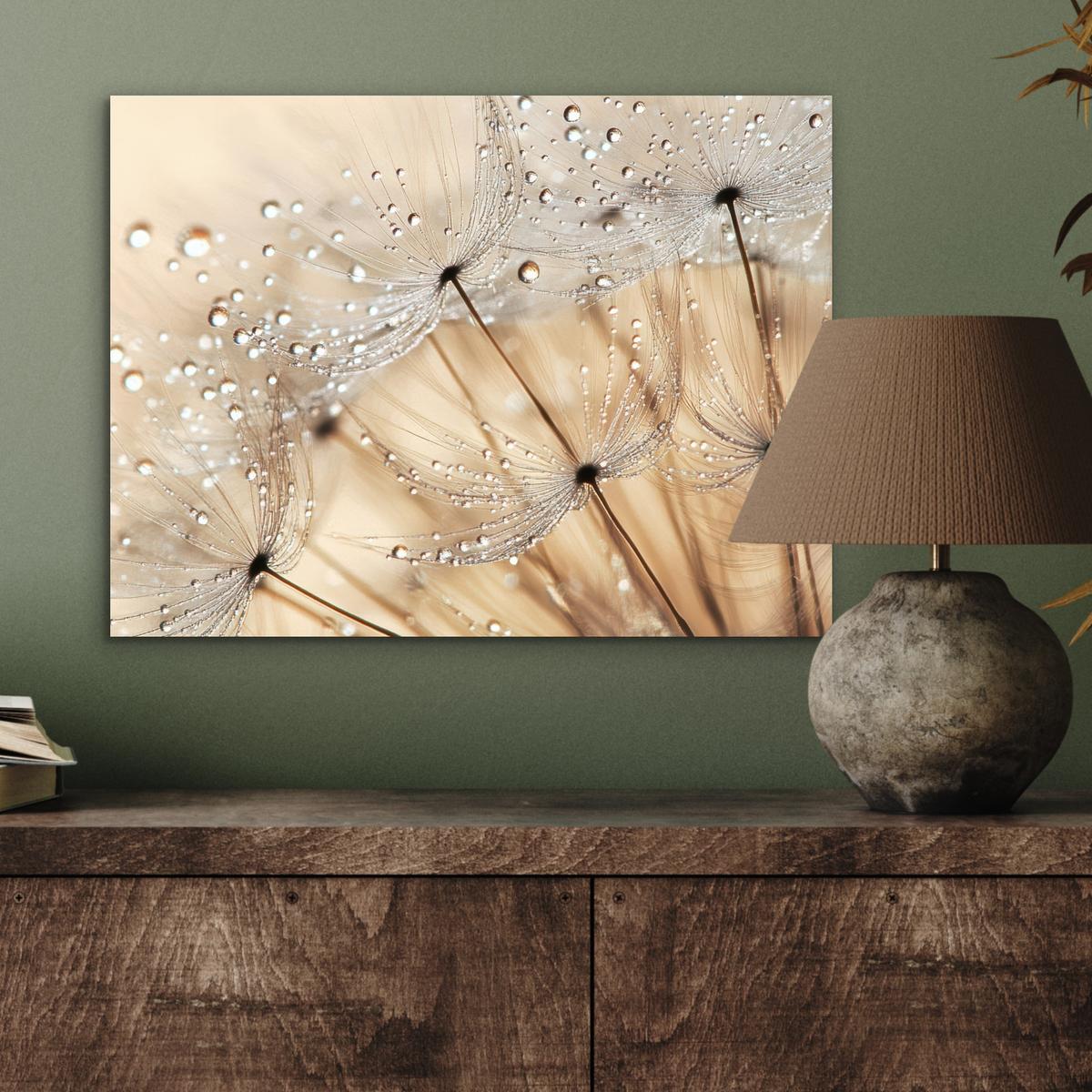 METALLBILD Löwenzahn - Abstrakt - Natur - Beige 40x30 cm - Braun, Metall (40/30cm) - MuchoWow