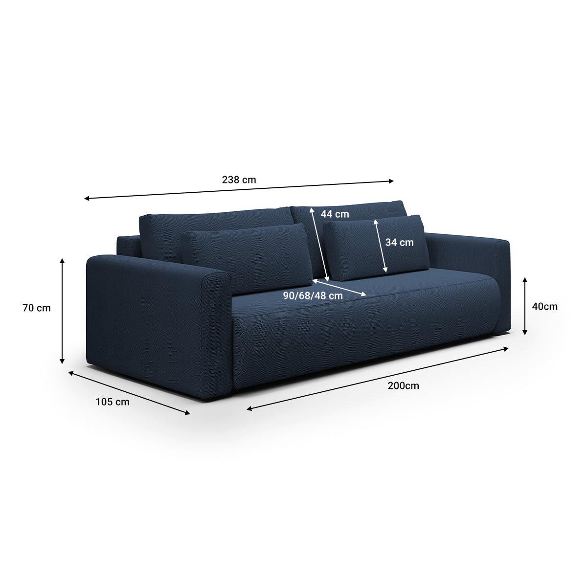 SOFA Evy 3 Sitzplätze Blau - Blau, Holz (238/82/105cm) - Petits-meubles