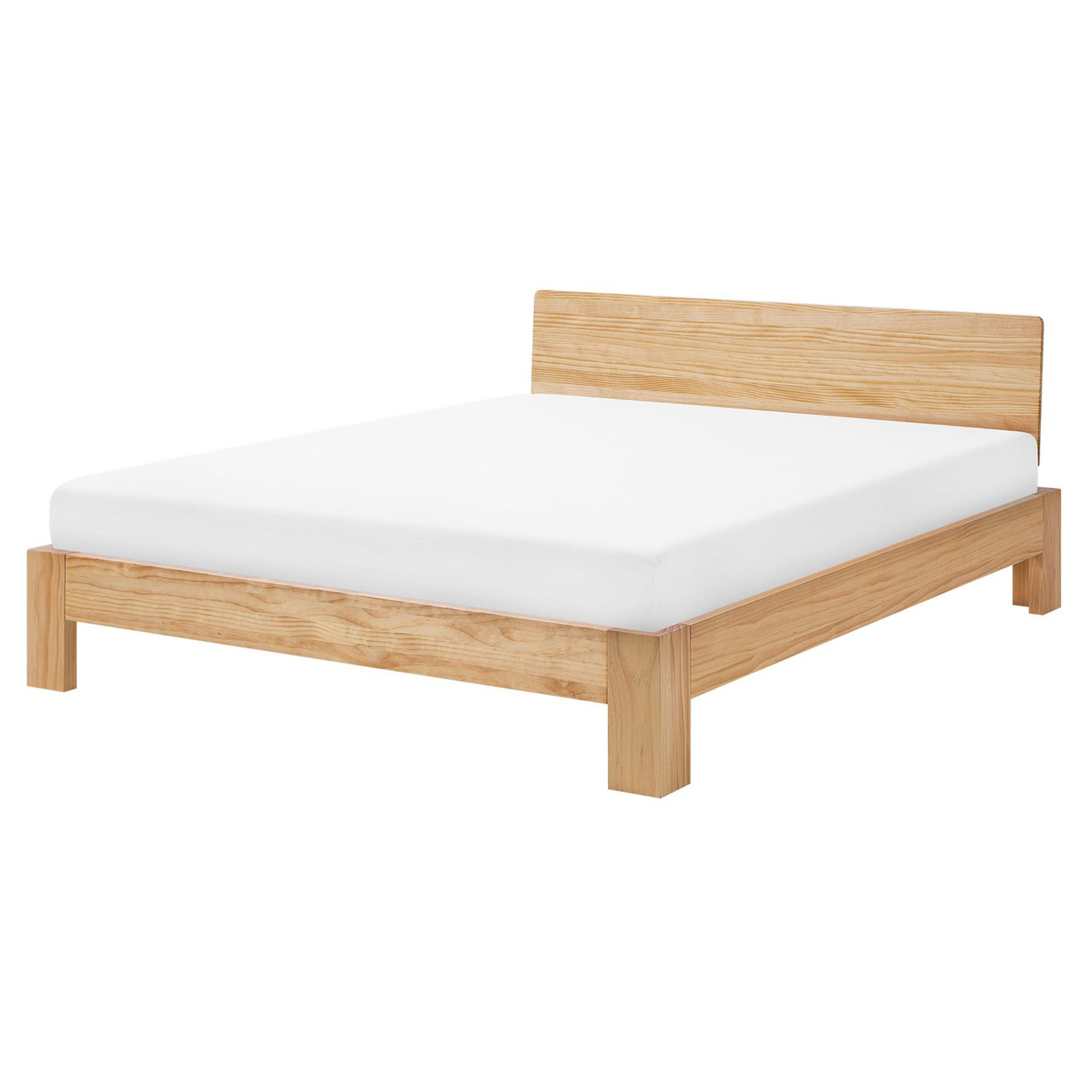 BETT mit Lattenrost 160x200 cm Heller Holzfarbton Royan - Hellbraun, Holz (160/200cm) - Beliani