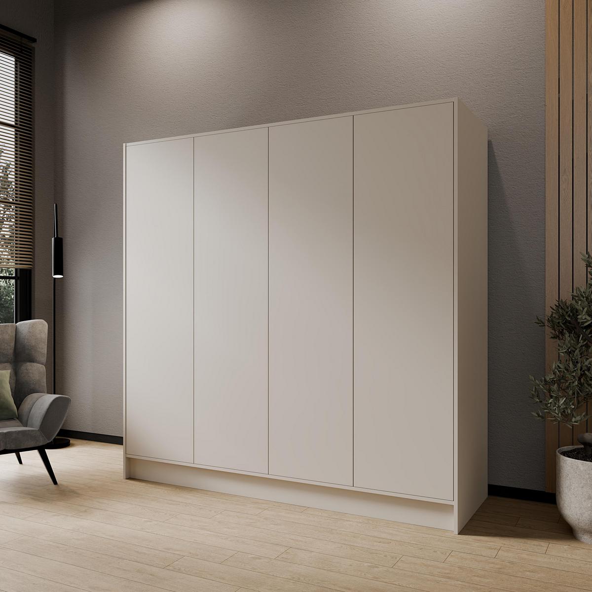 DREHTÜRENSCHRANK VELAR 200/200/51 cm Modern Kleiderschrank 4-türig Kaschmir - Kaschmir, Holzwerkstoff (200/200/51cm) - MASSENO