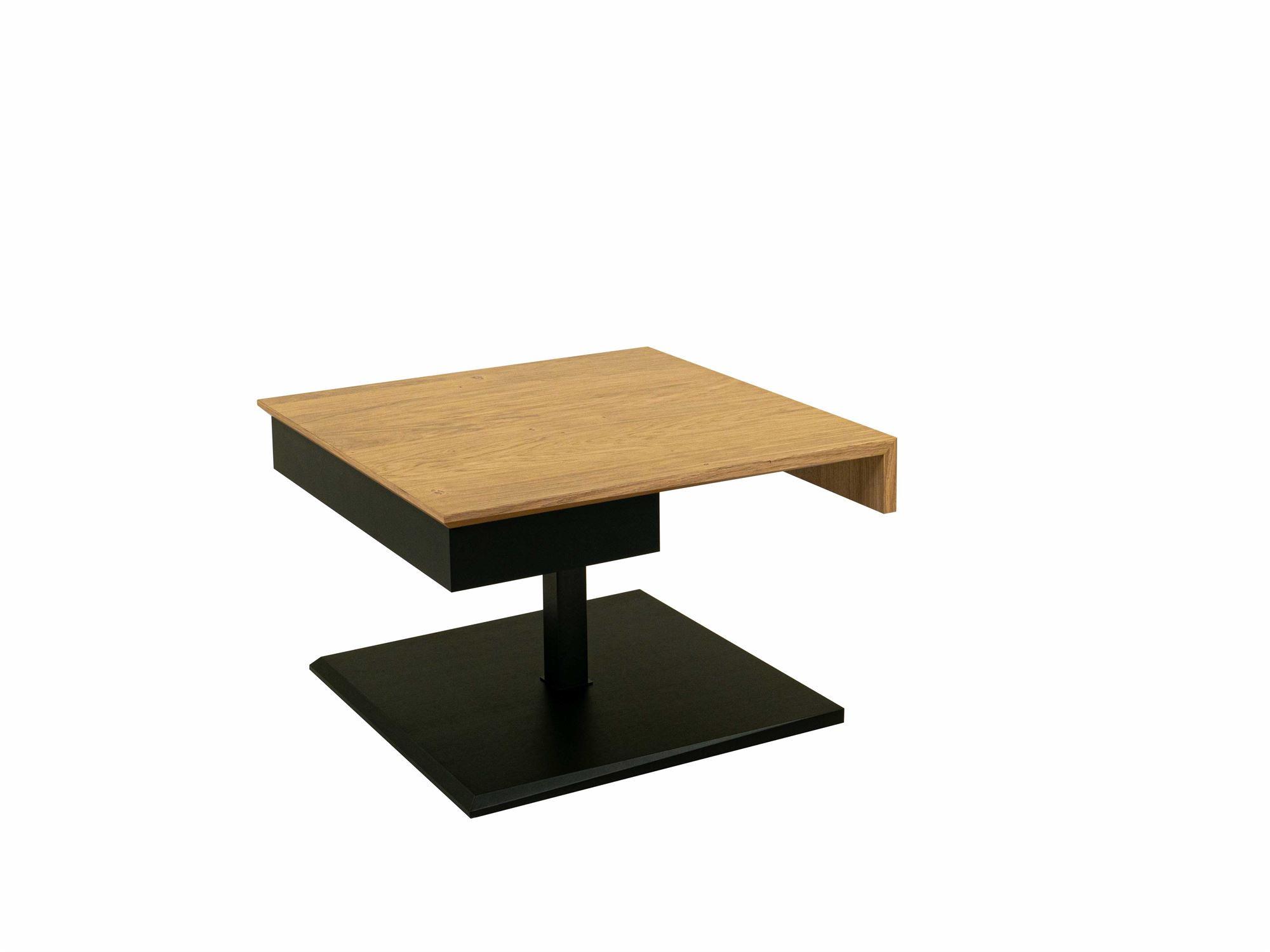 COUCHTISCH höhenverstellbar Codi 70x47x70 Furnier Schwarz/Wildeiche - Wildeiche/Schwarz, Glas (70/70/70cm) - 58aufmkessel