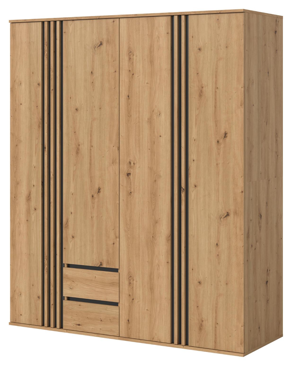 KLEIDERSCHRANK Eiche Artisan, grau 160 x 192 cm, Drehtürenschrank 4-türig - Anthrazit/Eiche Artisan, Holzwerkstoff (160/192/56cm) - Inn.Furn