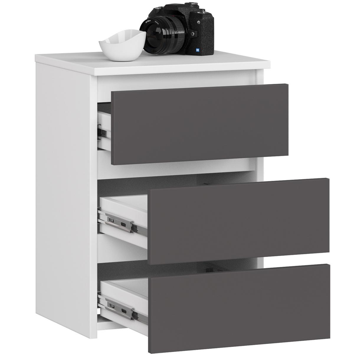 KOMMODE Weiß, Graphit Grau 57/40/35 - Weiß, Holzwerkstoff (40/57/35cm) - RAUMHIRSCH FURNITURE