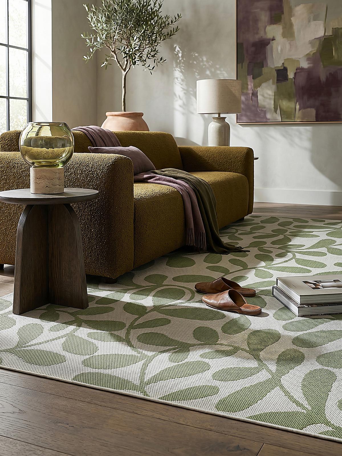 FLACHWEBTEPPICH Floral BORNO Polypropylen Grün 120 x 170 cm - Grün, Textil (120/170cm) - KADIMA DESIGN
