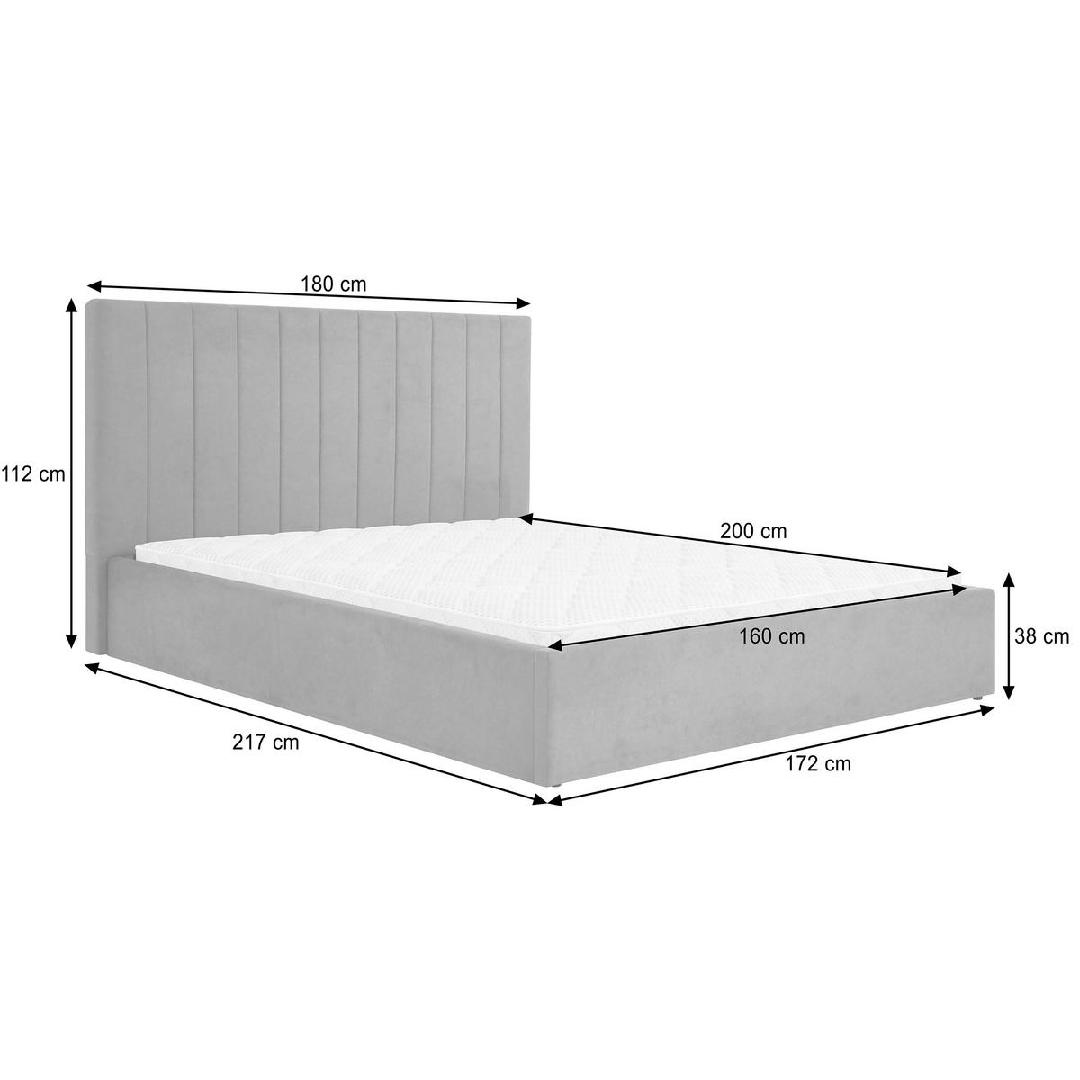 POLSTERBETT Melvio Doppelbett 160x200 cm mit Bettkasten und Schaumstoffmatratze 10 cm, Dunkelgrau - Dunkelgrau, Textil (160/200cm) - Beautysofa