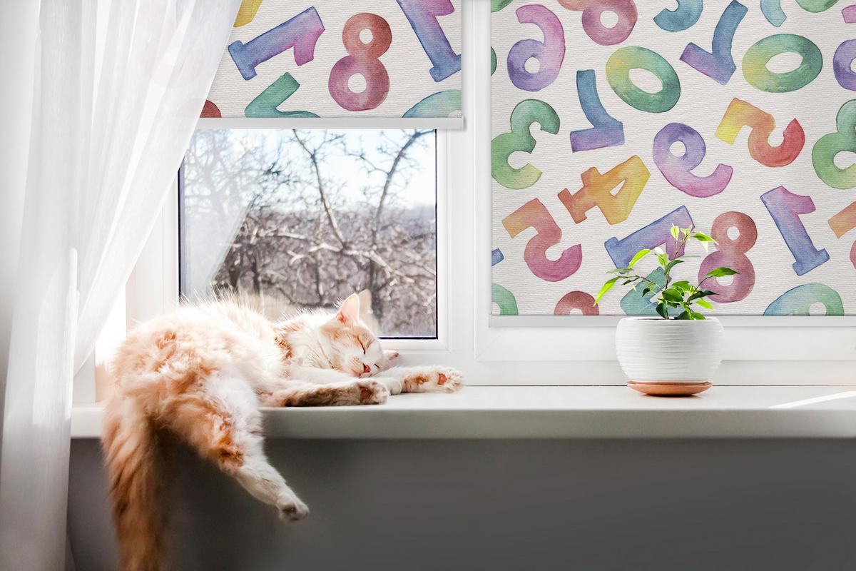 INNENROLLO - Fensterrollo - Rollo - 150x180 cm - Bunte Zahlen - Violett, Kunststoff (150/180/0.5cm) - TULUP