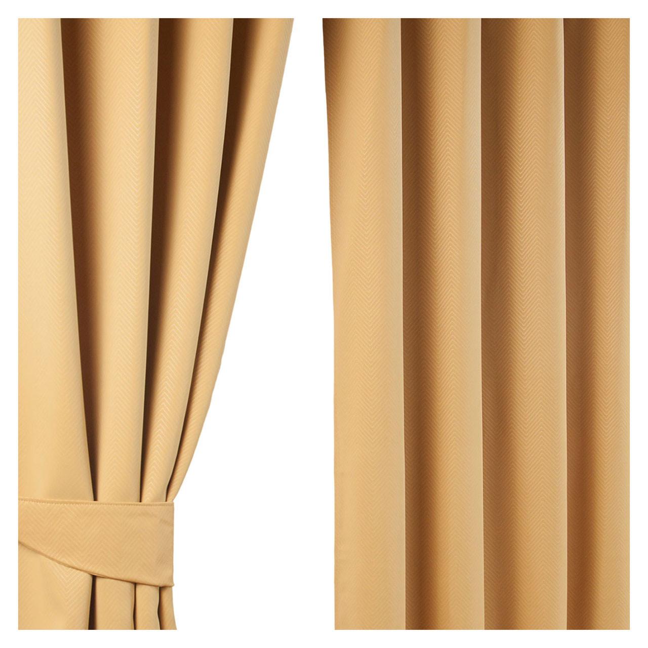 VERDUNKELUNGSVORHÄNGE Fischgrät mit Thermo-Funktion, Ösen 117/228 cm - Currygelb, Textil (117/228cm) - Homescapes