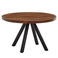 COUCHTISCH rund aus Massivholz mit Metallgestell, 60x60x35 cm - Schwarz/Braun, Holz/Metall (60/60/35cm) - KADIMA DESIGN