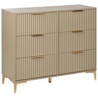 KOMMODE mit 6 Schubladen Beige Walcott - Beige, Holzwerkstoff (108/89/40cm) - Beliani