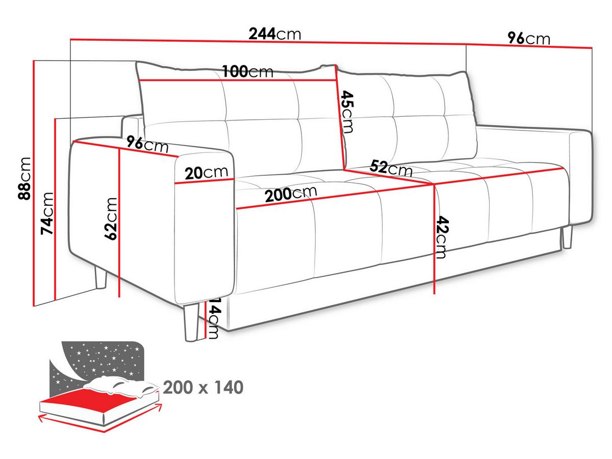 SCHLAFSOFA Santi - Gelb, Holz/Textil (244/88/96cm) - MIRJAN24