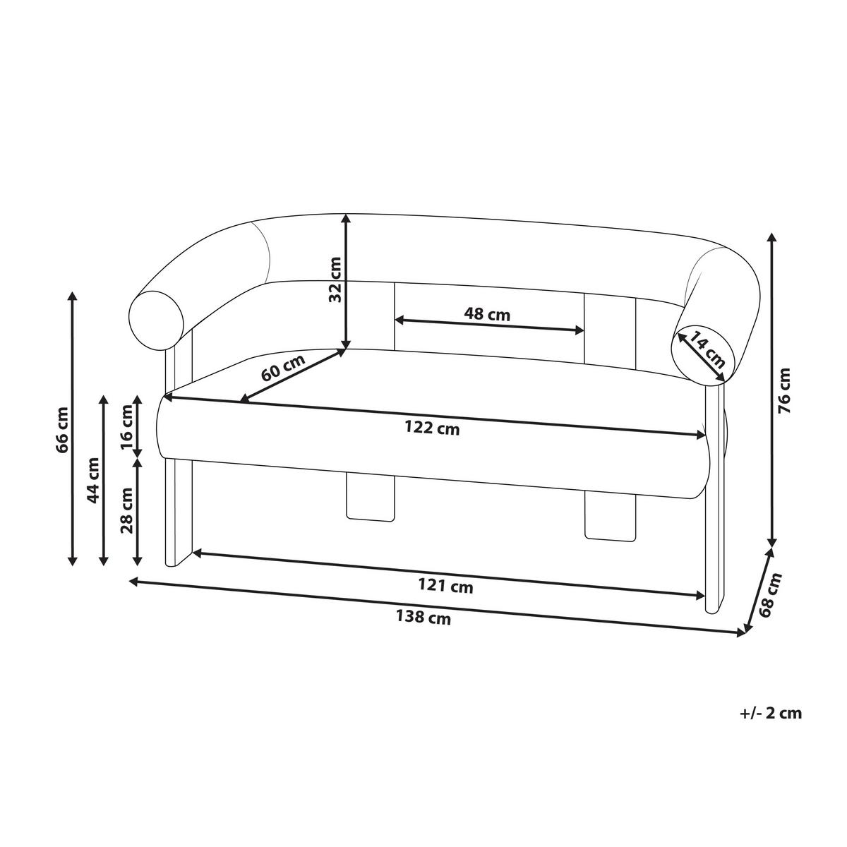 2-SITZER-SOFA Bouclé Grün/Hellbraun Ilbro - Braun/Grün, Textil (138/76/68cm) - Beliani