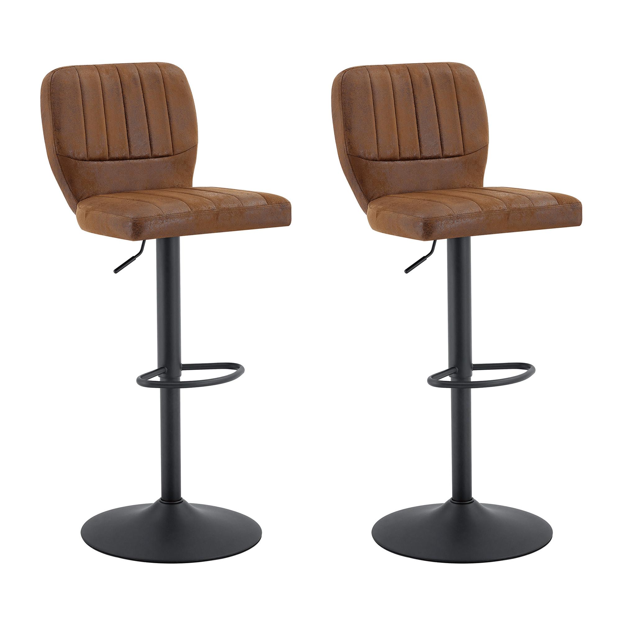 BARHOCKER 2ER-SET aus Vintage-Kunstleder in Braun, höhenverstellbar und 360° drehbar - Braun, Leder (52/62/45cm) - Urban Meuble