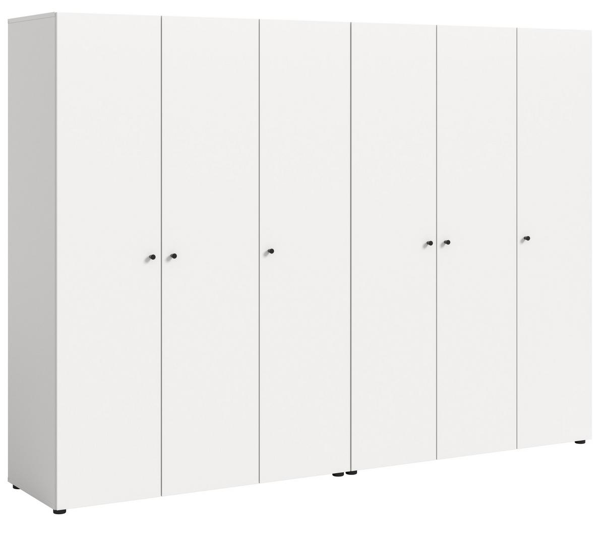 KLEIDERSCHRANK weiß 6-türig 240 cm, Drehtürenschrank mit Kleiderstangen - Schwarz/Weiß, Holzwerkstoff/Kunststoff (240/176/51cm) - Inn.Furn