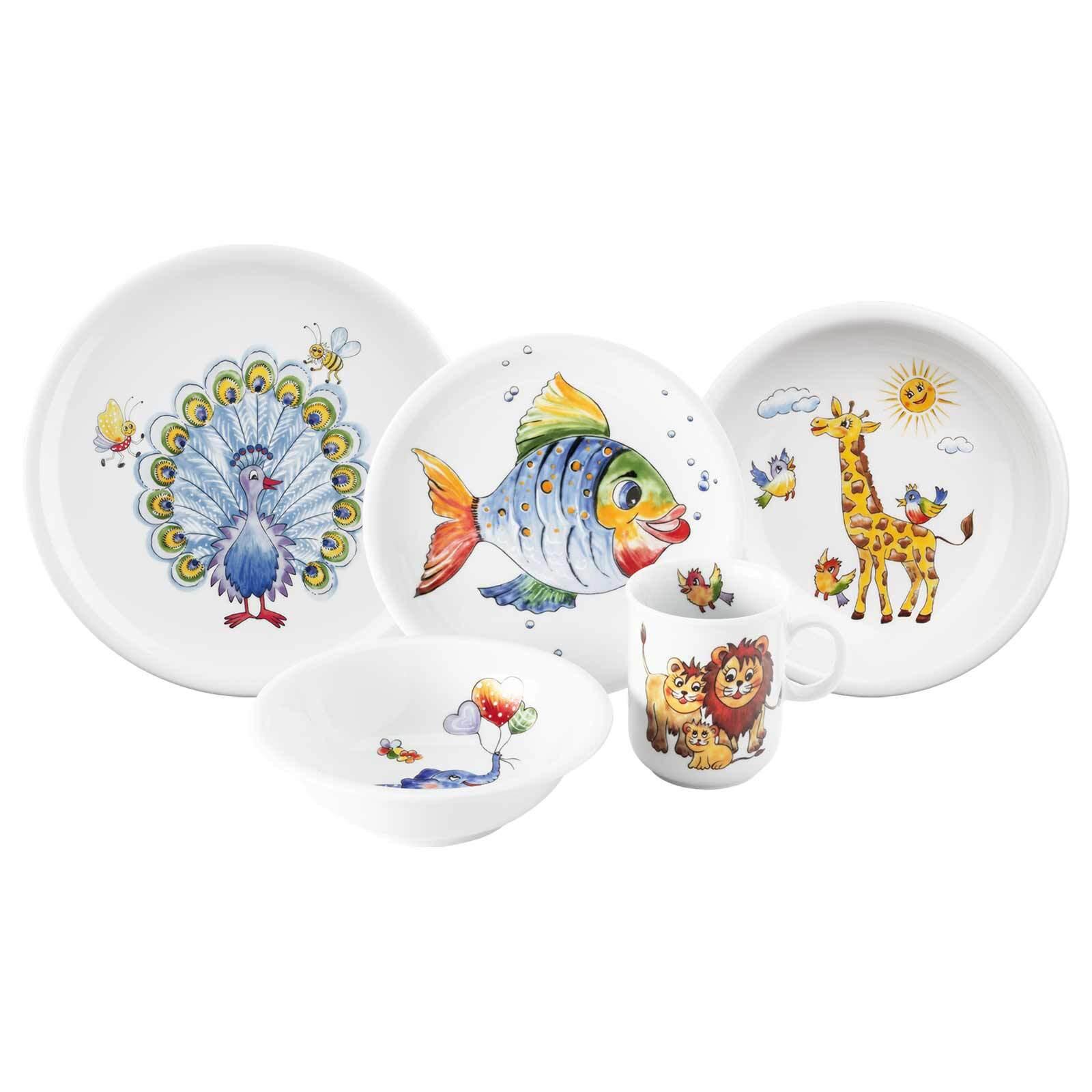 KINDERGESCHIRR SET Compact Bunte Tierwelt bunt 5-tlg. - Multicolor, Keramik (2/2/2cm) - Seltmann Weiden