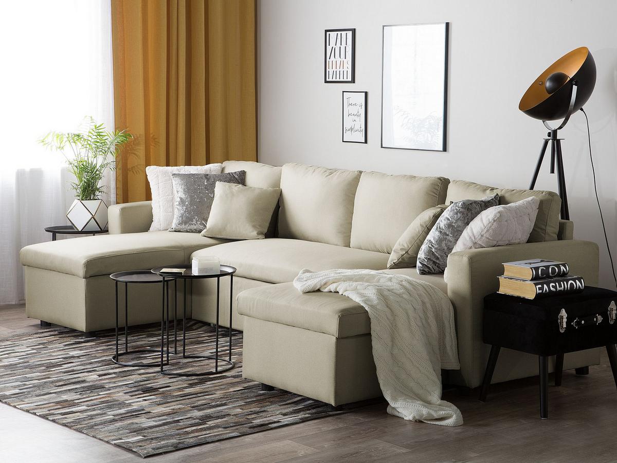 SCHLAFSOFA Polsterbezug Beige Sommen - Beige, Textil (287/86/147cm) - Beliani