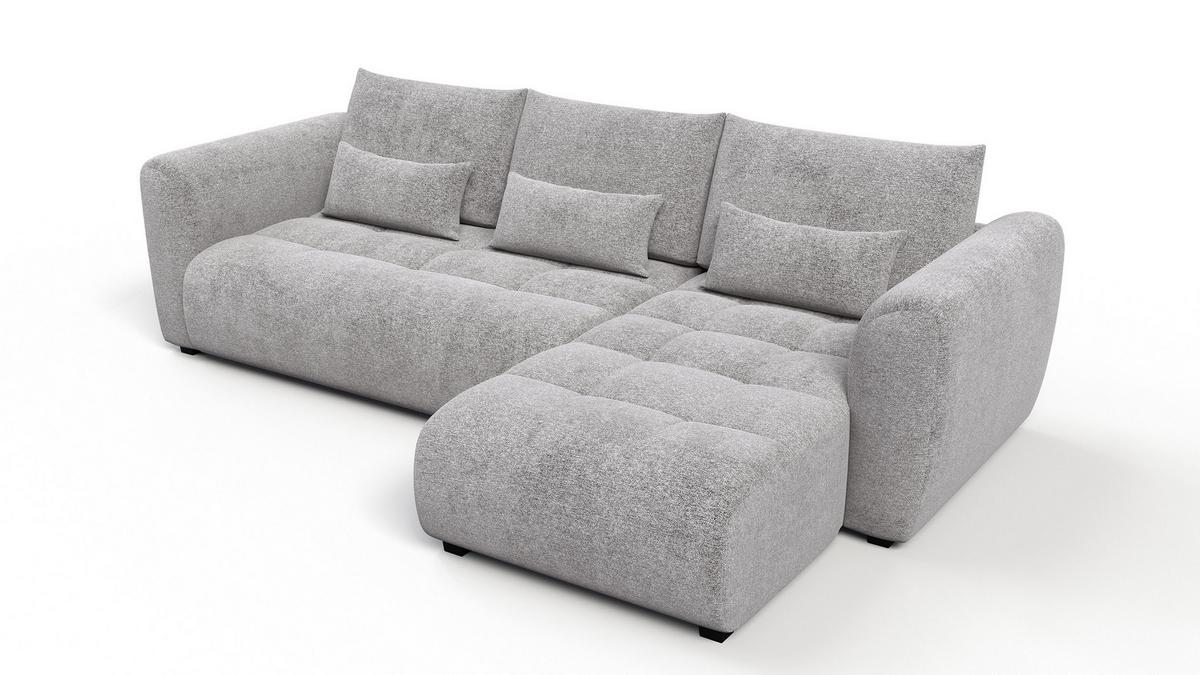 ECKSOFA SORENO 4-Sitzer, platingrau - Schwarz/Grau, Holz/Textil (293/171cm) - Wozimo