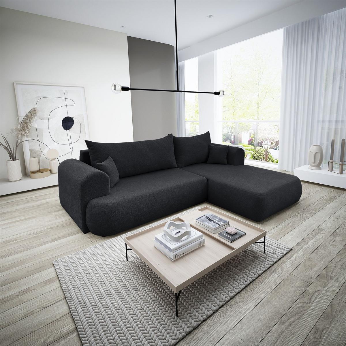 ECKSOFA Anike In Now Or Never - Schwarz, Holzwerkstoff/Textil (260/173cm) - Fun Möbel