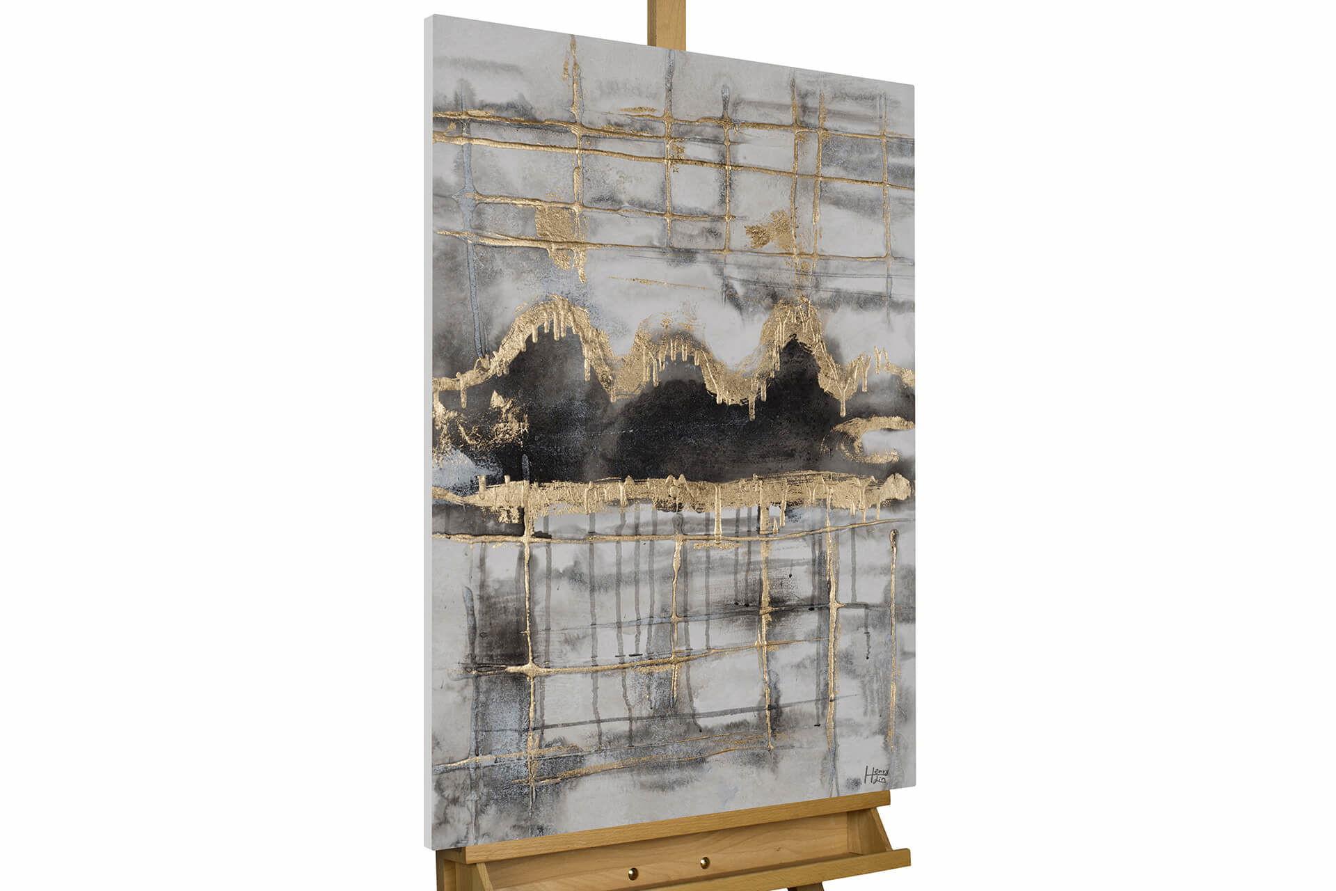 ACRYLBILD HANDGEMALT 60/90 cm - Schwarz/Grau, Holz/Textil (60/90cm) - KUNSTLOFT