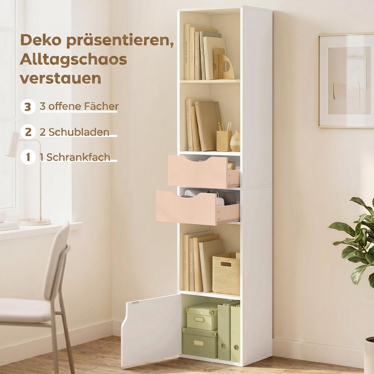 BÜCHERREGAL Spanplatte MDF Weiß - Weiß, Holzwerkstoff (24/158/30cm) - HOMCOM