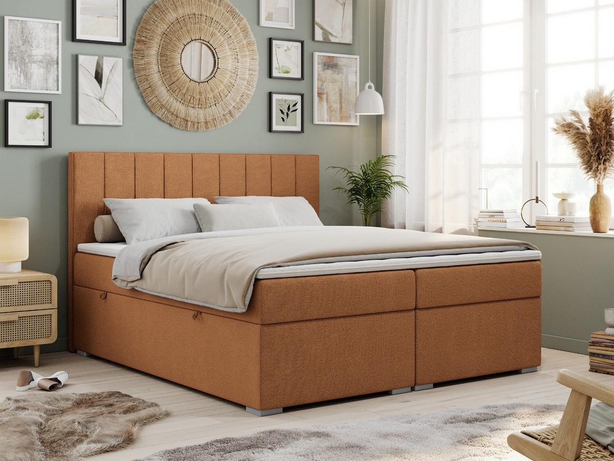 BOXBETT ALLY 160/200 Orange Struktur - H3 - Orange, Holz/Textil (160/200cm) - MKS