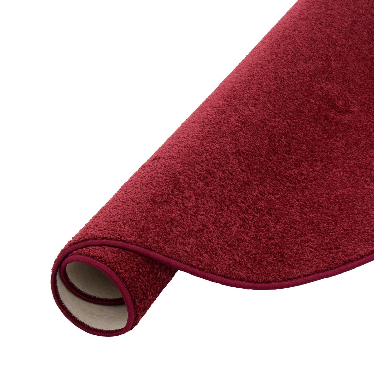 HOCHFLOR VELOURS TEPPICH MONA RUND - Weinrot, Textil (133/133cm) - Snapstyle