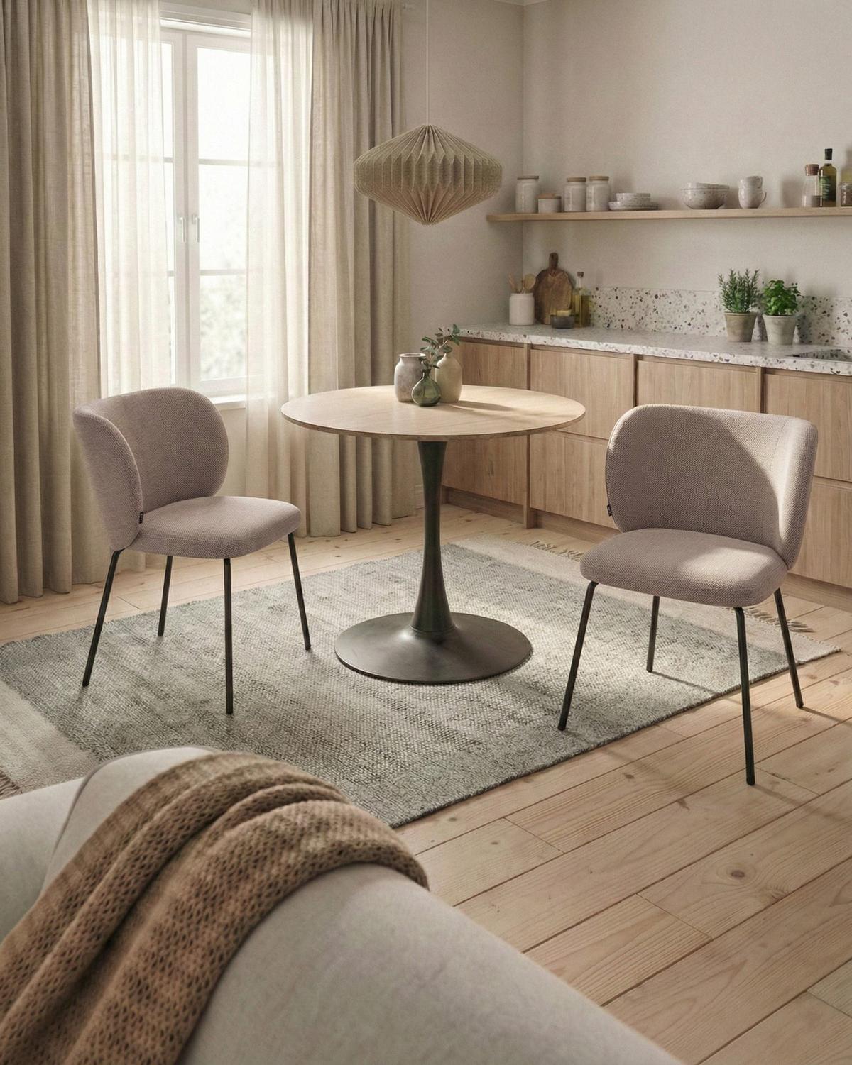 ESSZIMMERSTUHL 2er Set Stoff Taupe Calera - Taupe, Textil/Metall (56/78/60cm) - Beliani