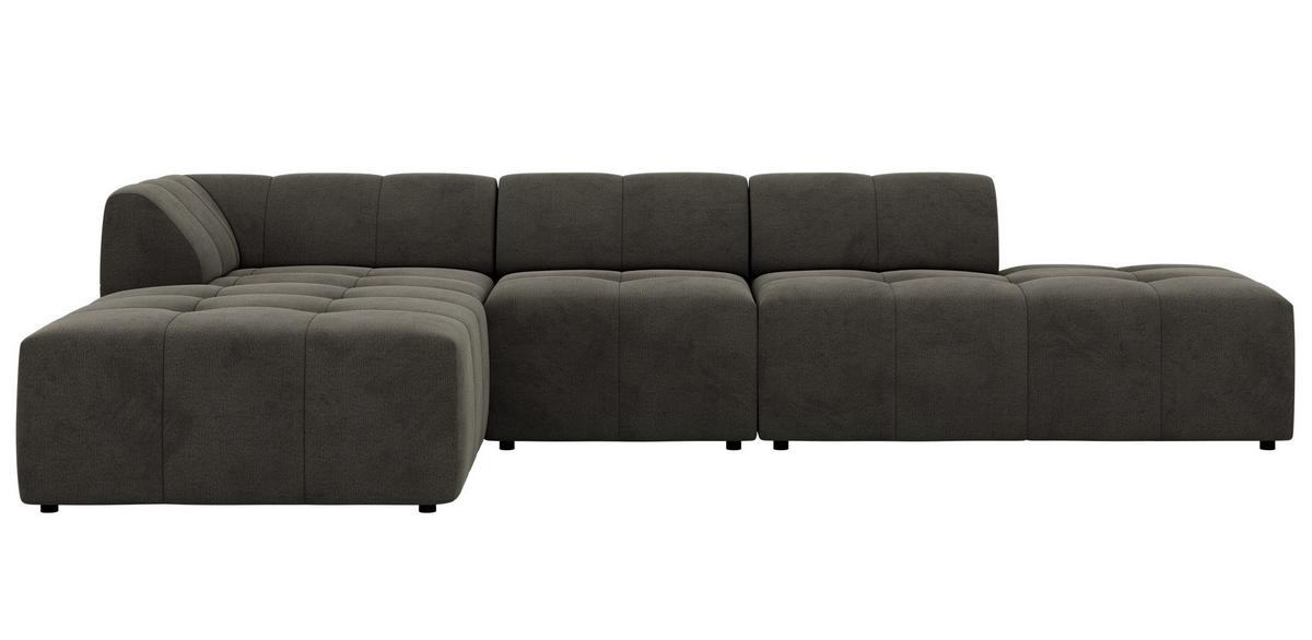 ECKSOFA GRIDA 4M L Dunkelgrau Velvet - Links - Dunkelgrau/Schwarz, Kunststoff/Textil (335/176cm) - MKS